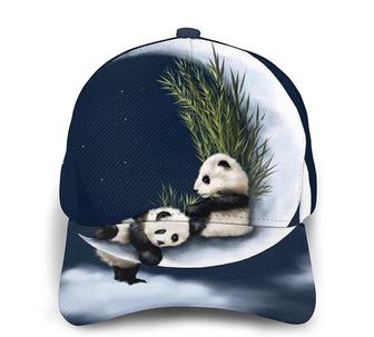Panda and Moon Print Casual Baseball Cap Adjustable Twill Sports Dad Hats for Unisex Hat - Thegiftio UK
