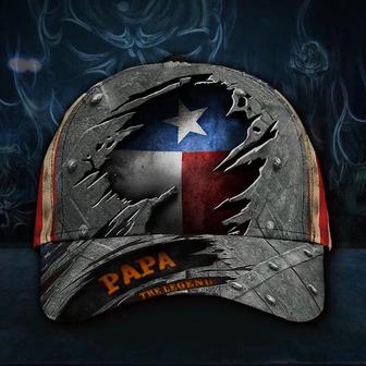 Papa The Legend Texas Hat Print American Flag Cap Patriot Men Merchandise Hat - Thegiftio UK