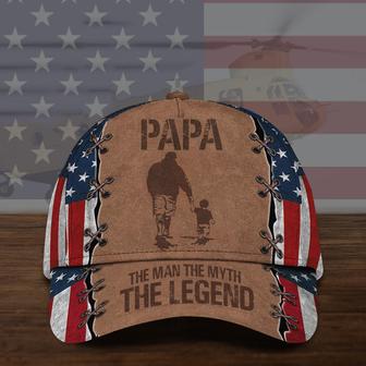 Papa The Man The Myth The Legend American Flag Hat Retro Caps Gift For Papa Hat - Thegiftio UK