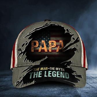 Papa The Man The Myth The Legend Baseball Hat American Flag Cap For Dad Father Gift Ideas Hat - Thegiftio UK