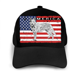 Patriotic Australian Cattle Dog USA Flag Printing Baseball Cap Trucker Cap Hat Classic Cap Hat - Thegiftio UK