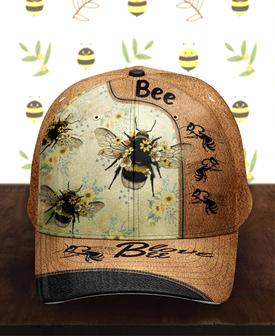 Personalized Bee Leather Hat Classic Cap Hat - Thegiftio UK