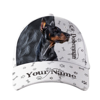 Personalized Black Doberman Dog Hat Classic Cap Hat - Thegiftio UK