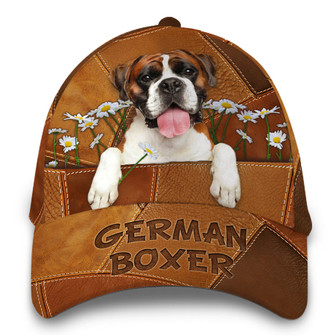 Personalized Boxer Dog Leather Hat Classic Cap Printed Hat - Thegiftio UK