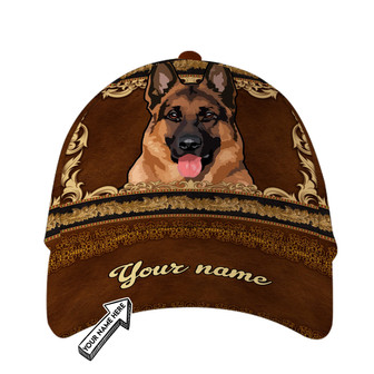 Personalized Carved German Sheperd Leather Hat Classic Cap Hat - Thegiftio UK