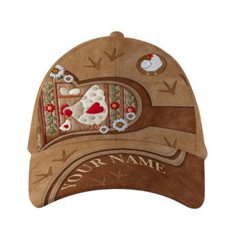Personalized Chicken Heart Leather Hat Classic Cap Hat - Thegiftio