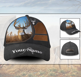 Personalized Deer Hunting Leather Hat Classic Cap Hat - Thegiftio UK