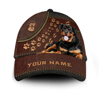 Personalized Footprint Rottweiler Dog Hat Classic Cap Hat - Thegiftio UK