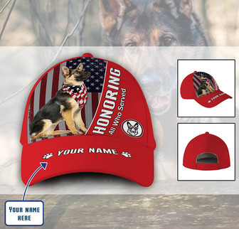 Personalized German Shepherd Honoring All Who Served Hat Classic Cap Hat - Thegiftio UK