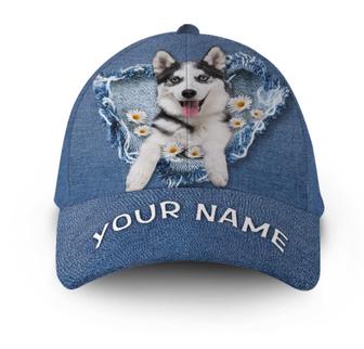 Personalized Husky Jean Heart Flower Hat Classic Cap Hat - Thegiftio UK