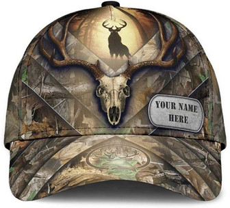Personalized Name Deer Hunter Camo Printed Unisex Hat Classic Caps Baseball Caps Hat - Thegiftio UK