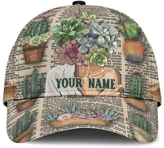 Personalized Name Gardening Cactus Simple and Beautiful Printed Unisex Hat Classic Caps Baseball Caps Hat - Thegiftio UK