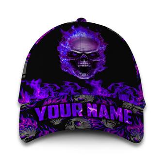 Personalized Purple Fire Skull Hat Classic Cap Hat - Thegiftio UK