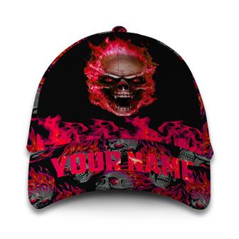 Personalized Red Fire Skull Hat Classic Cap Hat - Thegiftio UK