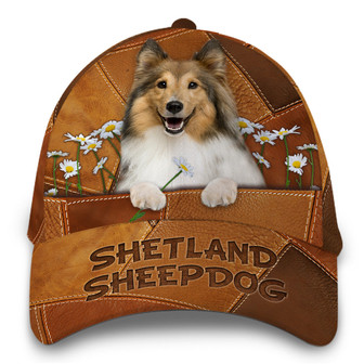 Personalized Shetland Sheepdog Dog Leather Hat Classic Cap Printed Hat - Thegiftio UK