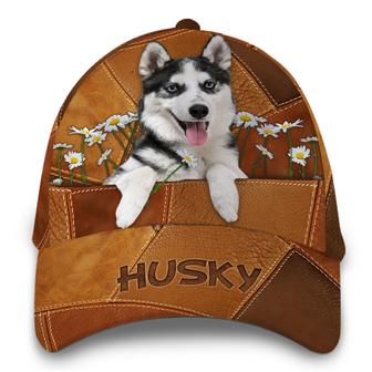 Personalized Sibir Husky Dog Leather Hat Classic Cap Printed Hat - Thegiftio UK