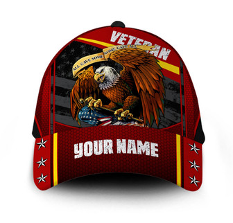 Personalized Veteran American Flag Hat Proud US Military Eagle Hat Classic Cap Hat - Thegiftio UK