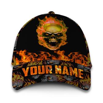 Personalized Yellow Fire Skull Hat Classic Cap Hat - Thegiftio UK
