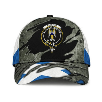 Preston Clan Tartan Crest Hat Classic Cap Hat - Thegiftio UK