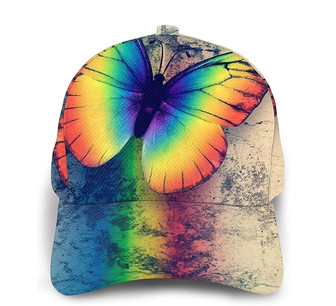 Rainbow Butterfly Print Casual Baseball Cap Adjustable Twill Sports Dad Hats for Unisex Hat - Thegiftio UK
