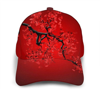 Red Cherry Blossom Baseball Cap Adjustable Hat Dad Cap Athletic Baseball Fitted Cap Hat Classic Cap Hat - Thegiftio UK