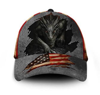 Red Eyes Dragon American Flag Hat Classic Cap Hat - Thegiftio UK
