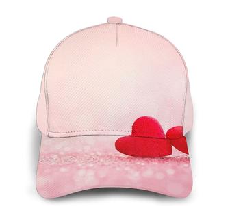 Red Heart Pink Glitter Print Classic Baseball Cap Adjustable Twill Sports Dad Hats for Unisex Hat - Thegiftio UK