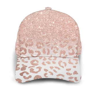 Rose Gold Glitter Leopard Adjustable Snapback Caps Trucker Hats Outdoor Hat - Thegiftio UK