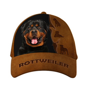 Rottweiler Dog Leather Hat Classic Cap Hat - Thegiftio UK