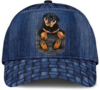 Rottweiler Jeans Lovely Cute Beautiful Printed Unisex Hat Classic Cap, Snapback Cap, Baseball Cap Hat - Thegiftio UK
