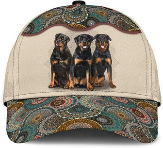 Rottweiler Lovely Cute Brocade Pattern Wonderful Printed Unisex Hat Classic Cap Hat - Thegiftio UK