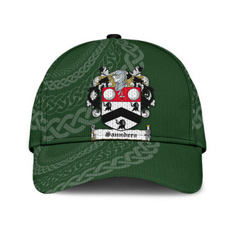 Saunders Coat Of Arms Irish Family Crest St Patrick's Day Hat Classic Cap Hat - Thegiftio UK