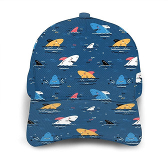 Shark Print Casual Baseball Cap Adjustable Twill Sports Dad Hats for Unisex Hat - Thegiftio