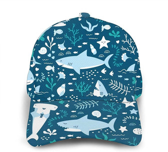 Shark Cute Fish Ocean Themed Fashion Men and Women Comfortable Curved Edge Baseball Cap Trucker Hat - Thegiftio