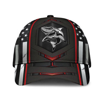 Shark Red Flag Hat Classic Cap Human Cap Classical Cap, Gift For Men Hat - Thegiftio