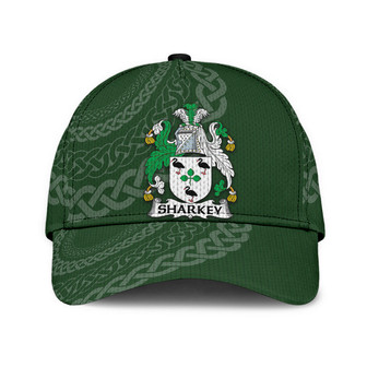 Sharkey Coat Of Arms Irish Family Crest St Patrick's Day Hat Classic Cap Hat - Thegiftio UK