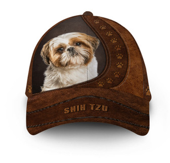 Shih tzu Dog Leather Hat Classic Cap Hat - Thegiftio UK