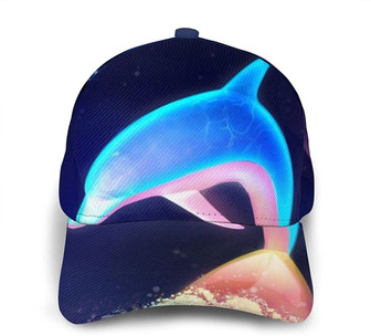 Shiny Dolphin Print Casual Baseball Cap Adjustable Twill Sports Dad Hats for Unisex Hat - Thegiftio UK