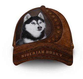 Siberian Husky Dog Leather Hat Classic Cap Hat - Thegiftio UK