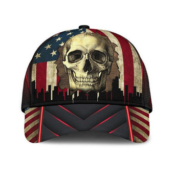 Skull American Flag Hat Classic Cap Gift Idea, Human Cap, Trending Cap, American Cap Hat - Thegiftio UK