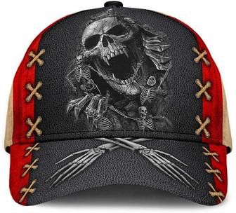 Skull Canada Flag Balck Red Printed Unisex Hat Classic Cap, Snapback Cap, Baseball Cap Hat - Thegiftio UK