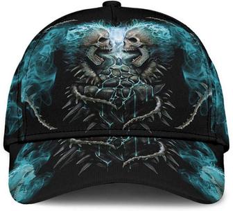 Skull with Fire Smoke Mystery Printed Unisex Hat Classic Cap, Snapback Cap, Baseball Cap Hat - Thegiftio UK
