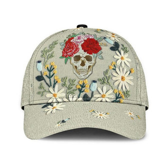 Skull Flower Rent Hat Classic Cap Breathable Cap, Gift For Her, Human Cap, Trending Cap, American Cap Hat - Thegiftio UK
