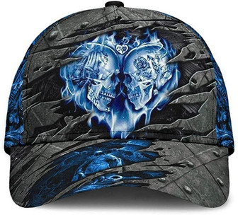 Skull Heart Blue Iron Attractive Style Printed Unisex Hat Classic Cap Hat - Thegiftio UK