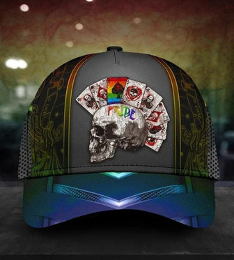 Skull Lgbt Pride Cards All Over Printing Baseball Cap Hat Lgbt Accessories Hat - Thegiftio
