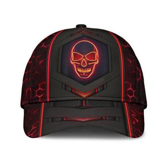 Skull Neon Red Carbon Hat Classic Cap For Summer, Human Cap, Trending Cap, American Cap Hat - Thegiftio UK