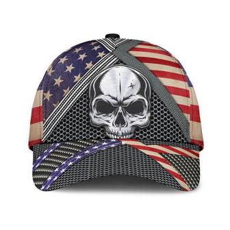 Skull Old Flag American Hat Classic Cap Gift Idea, Human Cap, Trending Cap, American Cap Hat - Thegiftio