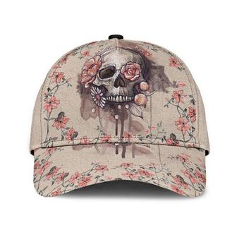Skull Pink Flower Hat Classic Cap Awareness Cap, Gift For Him, Human Cap, Trending Cap, American Cap Hat - Thegiftio UK