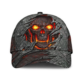 Skull Red Lava Classic Cap Hat, Unisex Cap, Human Cap, Trending Cap, American Cap Hat - Thegiftio UK
