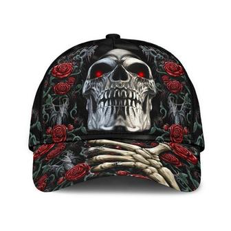 Skull Roses Silver Hat Classic Cap Awareness Cap, Human Cap, Trending Cap, American Cap Hat - Thegiftio UK